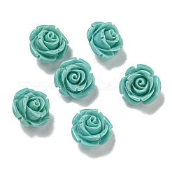 合成サンゴ染め彫刻ビーズ  花  半孔  ターコイズ  12x8.5mm  穴：1mm&nbsp;SHEL-I001-05D-01