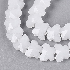 ジェイド風ガラスビーズ連売り  蝶  多面カット  ホワイトスモーク  6x8x4~4.5mm  穴：0.9~1mm  約97~102個/連  22.64~24.61インチ（57.5~62.5cm）&nbsp;GLAA-Q118-01A-A05
