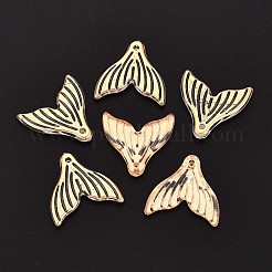 透明な腹筋プラスチック ビーズ  魚尾  ゴールドライン入り  半分メッキ  透明  19.5~20x20x2.5~3mm  穴：1.5mm  約1041個/500g&nbsp;TACR-T028-79A