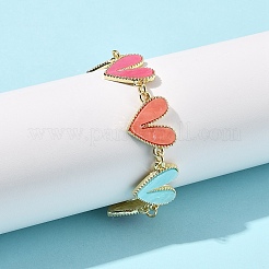合金アクリルリンクブレスレット  ハート  ミックスカラー  6-1/4インチ（16cm）&nbsp;BJEW-FS00022