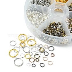60g 6スタイル DIY 真鍮 & 鉄オープン丸カン  ラウンド  チェーンメイル織り用  ミックスカラー  4~10x0.7~1mm  内径：2~5mm  10g /スタイル&nbsp;DIY-FS0004-11