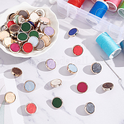 52色樹脂シャンクボタン13個  メッキプラスチックパーツ付き  1穴  フラットラウンド  ミックスカラー  17.5~18x8.5mm  穴：3mm  4個/カラー&nbsp;FIND-OC0002-71