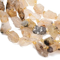 Raw Rough Natural Gold Rutilated Quartz Beads Strands&nbsp;G-A322-B08-01
