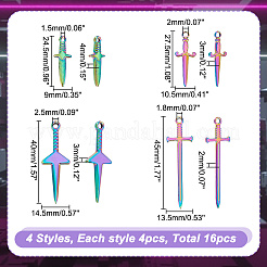 16Pcs 4 Style Stainless Steel Pendants&nbsp;STAS-AR0001-78