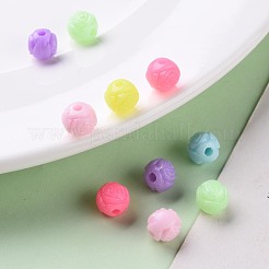 不透明なポリスチレン（ps）プラスチック製のヨーロッパのビーズ  大穴ビーズ  ウールボール形状  ミックスカラー  8x7mm  穴：2mm  2270個/約500g&nbsp;KY-I004-24A
