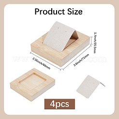 ベルベット＆アイアンジュエリーイヤリングディスプレイ  竹製のベース付き  ピアス用  ベージュ  7.1x6x3.55cm&nbsp;EDIS-WH20002-06