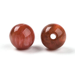 樹脂ビーズ  ラウンド  ツートン  砂茶色  8mm  穴：2mm&nbsp;X1-RESI-YW0004-28A-12