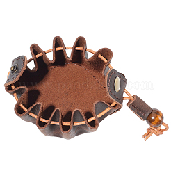 牛革の巾着小銭入れ  コインウォレット  ココナッツブラウン  185mm  バッグ：73.5x80x55mm&nbsp;AJEW-WH20049-45B