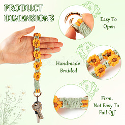 3Pcs 3 Style Cotton Handmade Braided Wrist Lanyard Pendant Decorations&nbsp;AJEW-TA0001-47B