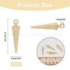 合金ペンダントラインストーンのセッティング  コーン  ライトゴールド  31x7.5mm  穴：2mm  30個/箱&nbsp;FIND-AR0002-56
