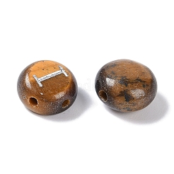 天然石タイガーアイビーズ  レター  文字I  8.5~9x5~5.5mm  穴：1.2mm&nbsp;G-L524-20I-02