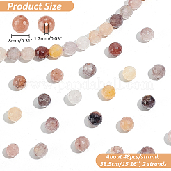 2 連売り天然石英ビーズ連売り  ファセット（128ファセット）  ラウンド  8mm  穴：1.2mm  約48個/連  15.16''（38.5センチメートル）&nbsp;G-NB0005-25B