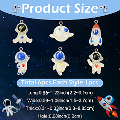 6Pcs 6 Styles Resin Pendants&nbsp;RESI-YW0005-67