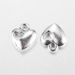 合金ペンダント  カドミウムフリー＆鉛フリー  ハート  アンティークシルバー  13x11x3mm  穴：1.5mm&nbsp;PALLOY-20573-AS-RS