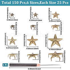 150Pcs 6 Styles Iron Rivets&nbsp;IFIN-CL0001-05AB