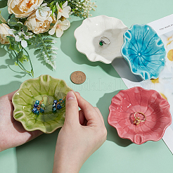 4Pcs 4 Colors Lotus Leaf Ceramics Jewelry Decorative Plates&nbsp;AJEW-PH0008-40