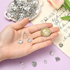 ガールフレンドチベットスタイルの合金チャームのためのユニークなバレンタインデーのギフトの考え  無鉛の  ハート  アンティークシルバー  13x15x1mm  穴：1.5mm  100個/箱&nbsp;TIBEP-CJ0001-07