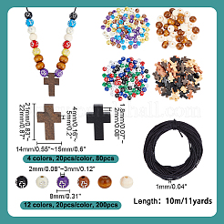 Cross Theme DIY Wooden Jewelry Sets Making Kits&nbsp;DIY-AR0004-75