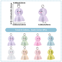 32Pcs 8 Colors Luminous Resin Pendants&nbsp;RESI-SC0006-50
