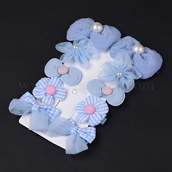 5 Pair 5 Style Bowknot & Flower Polyester Alligator Hair Clips&nbsp;PHAR-C012-01D