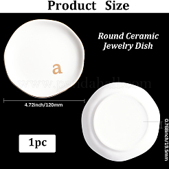 丸い陶器のジュエリー皿  ジュエリープレート  指輪収納トレー  ネックレス  ピアス  文字a  117~120x17.5mm&nbsp;AJEW-WH20067-023A