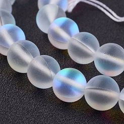 合成ムーンストーンビーズ連売り  ホログラフィックビーズ  艶消し  染め  ラウンド  8mm  穴：1mm  約48個/連  15.15インチ&nbsp;G-F430-01-8mm