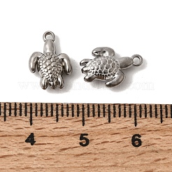 海をテーマにした304ステンレススチールペンダント  ステンレス鋼の色  カメ  12x8.5x3.5mm  穴：1.2mm&nbsp;STAS-K255-21B-P