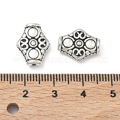チベットの銀合金ビーズ  鉛フリー＆カドミウムフリー  菱形  アンティークシルバー  約15mm長  12.5広い  厚さ4.5mm  穴：1.5mm&nbsp;X-LF10426Y