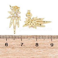 スター真鍮マイクロパヴェクリアキュービックジルコニアスタッドピアス  カドミウムフリー＆鉛フリー  ラックめっき  長持ちメッキ  ゴールドカラー  18x9.5mm&nbsp;EJEW-D351-08G