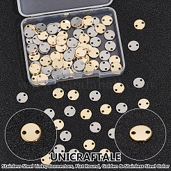 201 ステンレス鋼リンク/コネクター  フラットラウンド  ゴールデン·ステンレス鋼色  8x1mm  穴：1.4mm  2色  50個/カラー  100pc&nbsp;FIND-UN0016-04B
