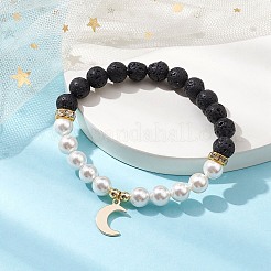 Moon 304 Stainless Steel Charm Bracelets&nbsp;BJEW-JB10310-01