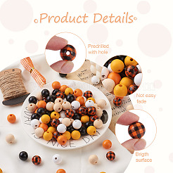120Pcs 6 Style Natural Wood Beads&nbsp;WOOD-YS0001-02
