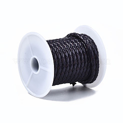 編みこみ牛革レザーコード  ブレスレット用レザーロープストリング  綿糸入り  インディゴ  4mm  約5.46ヤード（5m）/ロール&nbsp;NWIR-N005-01G-4mm