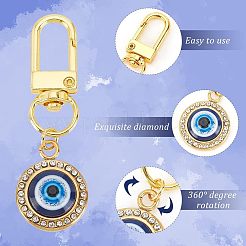 2Pcs 304 Stainless Steel Rhinestone & Resin Pendants Keychain&nbsp;HJEW-OC0001-13