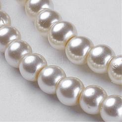 ガラスパールビーズ連売り  パールカラーの  ラウンド  乳白色  4~5mm  穴：1mm  約200個/連  30.71インチ（78cm）&nbsp;HY-4D-B02