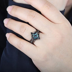 Rhombus Alloy Rhinestone Finger Ring Set for Women&nbsp;PW-WG51C17-03