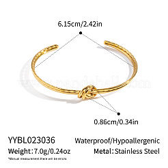 304ステンレススチール製、二重結びのオープンカフバングル（女性用）  18KGP本金メッキ  内径：2.42インチ（6.15cm）&nbsp;BP9596