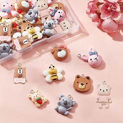 32本8スタイルレジンペンダント  鉄パーツ  ミックスカラー  21~27.5x16~24x6~10.5mm  穴：2mm  4個/スタイル&nbsp;RESI-SC0002-18