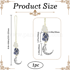 Nuggets Natural Quartz Crystal & Lapis Lazuli Pouch Pendant Decorations&nbsp;HJEW-WH20002-03E