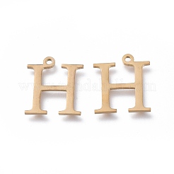 304ステンレススチールチャーム  ギリシャ語のアルファベット  ゴールドカラー  文字.h  14x12.4x1mm  穴：1.2mm&nbsp;STAS-L263-07G