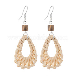 Bohemian Wood & Rattan Wood Woven Dangle Earrings&nbsp;WG21945-03