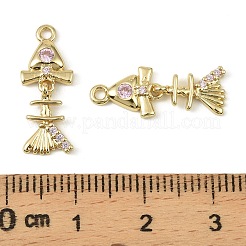 Brass Micro Pave Cubic Zirconia Pendants&nbsp;KK-C107-16G