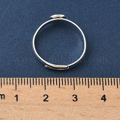調節可能な真鍮パッドリングのセッティング  空白のフラットラウンドい指輪ベーストレイ  ラックめっき  長持ちメッキ  鉛フリー＆カドミウムフリー  925銀メッキ  トレイ：6mm  3mm  内径：17mm&nbsp;KK-K414-10D-S