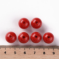 不透明なアクリルビーズ  ラウンド  ファイヤーブリック  12x11mm  穴：1.8mm&nbsp;X-MACR-S370-C12mm-A14