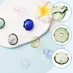 風鈴作り用の16色のガラスビーズコーン8個。  マルチ花弁  花  ミックスカラー  21~24.5x13mm  穴：2mm  2個/カラー&nbsp;GLAA-FS0002-55