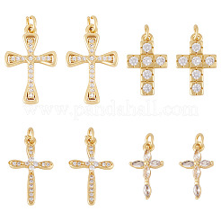 8Pcs 4 Styles Brass Micro Pave Cubic Zirconia Pendants&nbsp;KK-TA0002-91