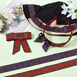 エスニックスタイルの刺繍ポリエステルリボン2色2本  ジャカードリボン  チロリアンリボン  服飾材料  花柄  ミックスカラー  1-1/4インチ（33mm）  約7.66ヤード（7m）/ pc  1pc /カラー&nbsp;OCOR-PH0003-91