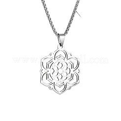 Hollow 201 Stainless Steel Flower of Life Pendant Box Chain Necklaces&nbsp;FS-WG66D92-01