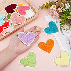 15個 15色 タオル刺繍風 コットン アイロン接着/縫い付けパッチ  アップリケ  バッジ  洋服用  ハート  ミックスカラー  72x76x3mm  1pc /カラー&nbsp;DIY-HY0002-32