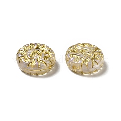 UVメッキアクリルビーズ  ゴールドライン入り  花とフラットラウンド  ゴールド  14x5.5mm  穴：1.2mm  約690個/500g&nbsp;MACR-J123-40
